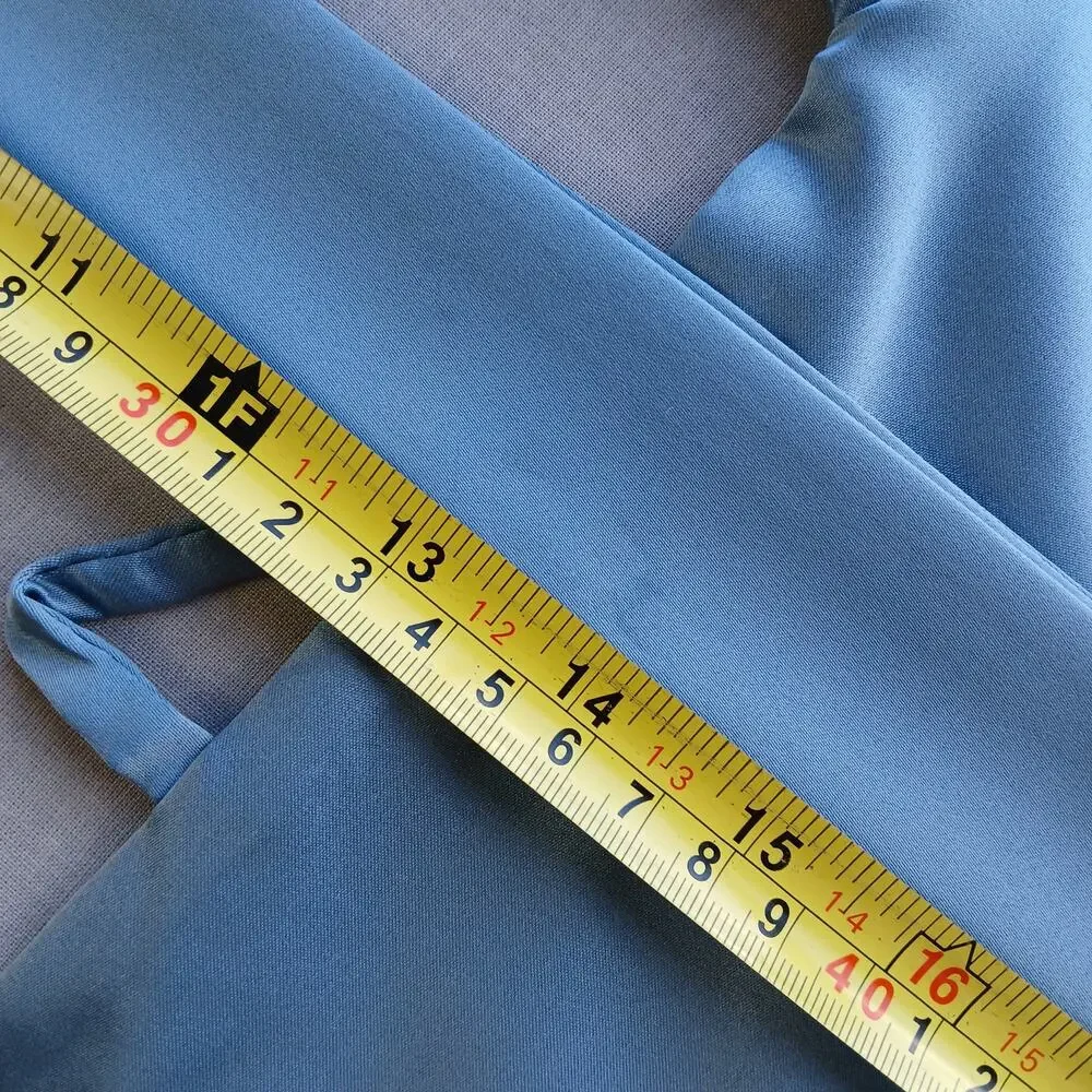 Blue Satin Lightweight Robe Men's Small shiny midi maxi kimono quiet luxury - Picture 14 of 16